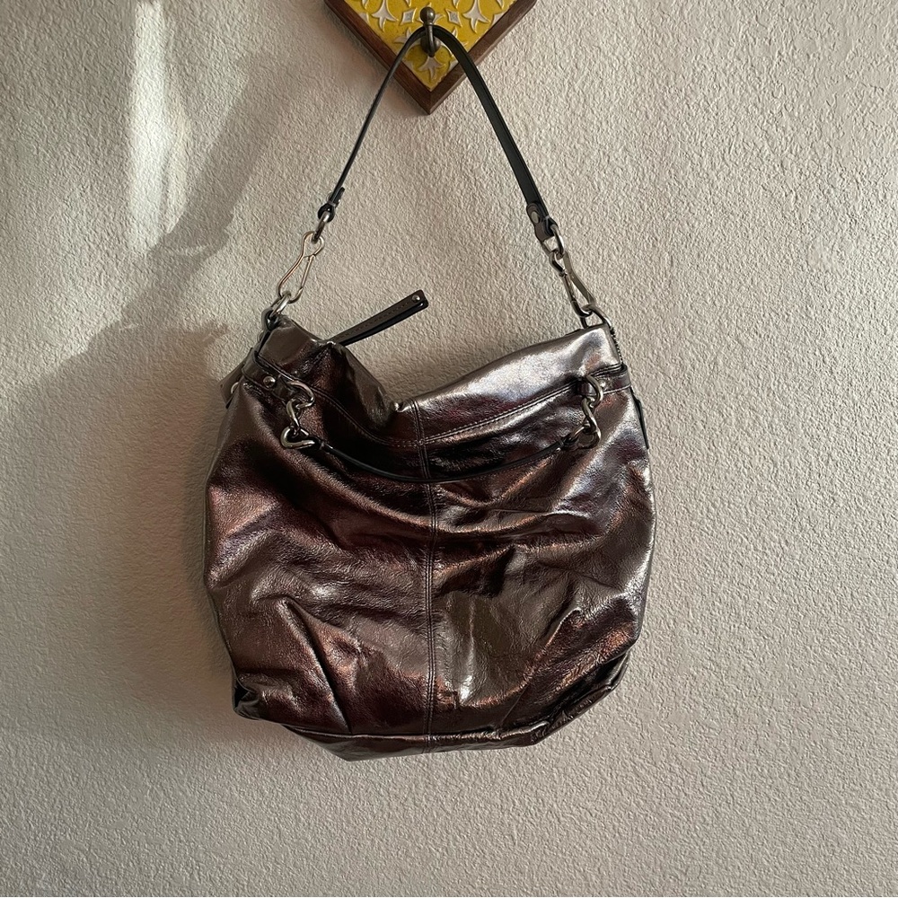 NWT Coach Brooke Metallic Pewter Silver Hobo Bag - Picture 3 of 5